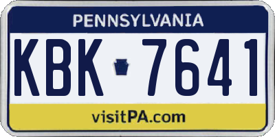 PA license plate KBK7641