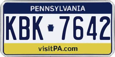 PA license plate KBK7642