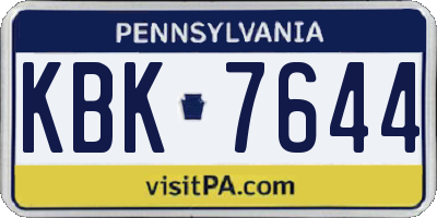 PA license plate KBK7644