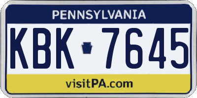PA license plate KBK7645
