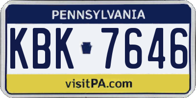 PA license plate KBK7646