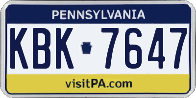 PA license plate KBK7647