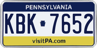 PA license plate KBK7652