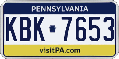 PA license plate KBK7653