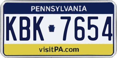 PA license plate KBK7654