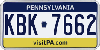 PA license plate KBK7662