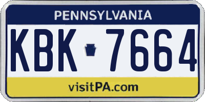 PA license plate KBK7664