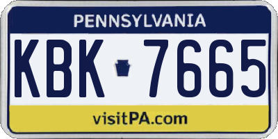 PA license plate KBK7665