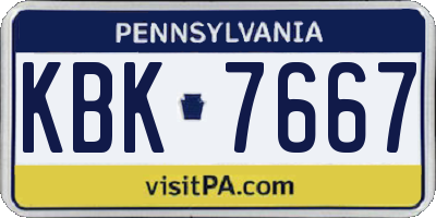PA license plate KBK7667