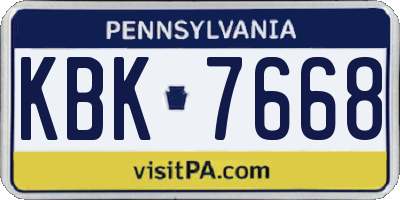 PA license plate KBK7668