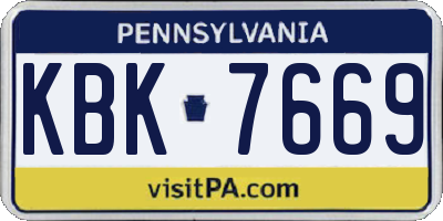PA license plate KBK7669