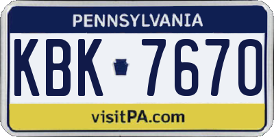 PA license plate KBK7670