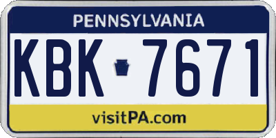 PA license plate KBK7671
