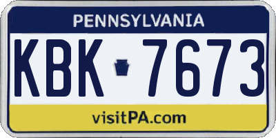 PA license plate KBK7673