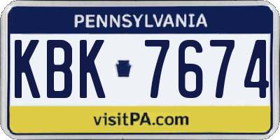 PA license plate KBK7674