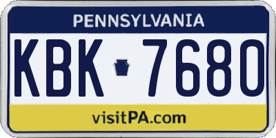 PA license plate KBK7680