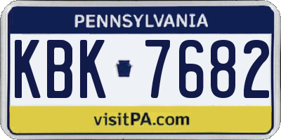 PA license plate KBK7682
