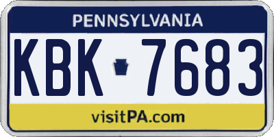 PA license plate KBK7683