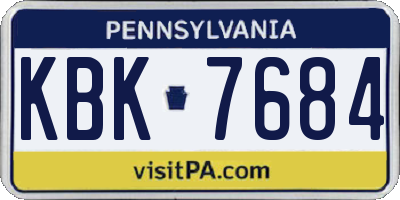 PA license plate KBK7684