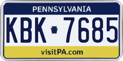 PA license plate KBK7685