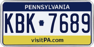 PA license plate KBK7689