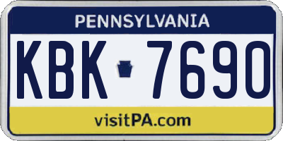 PA license plate KBK7690