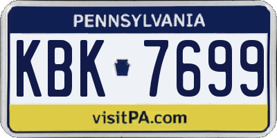 PA license plate KBK7699