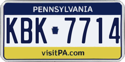 PA license plate KBK7714