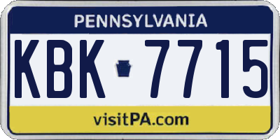 PA license plate KBK7715