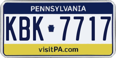 PA license plate KBK7717
