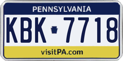 PA license plate KBK7718