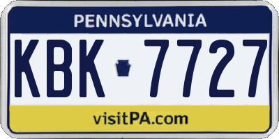 PA license plate KBK7727