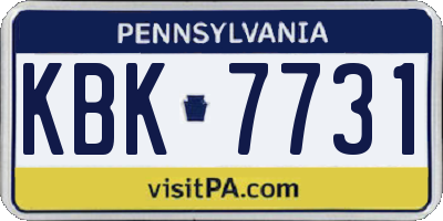 PA license plate KBK7731