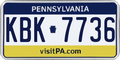 PA license plate KBK7736