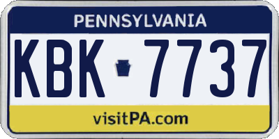PA license plate KBK7737