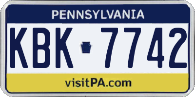PA license plate KBK7742