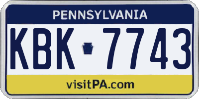 PA license plate KBK7743