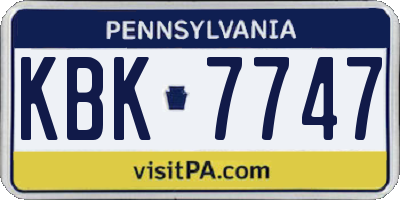 PA license plate KBK7747