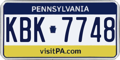 PA license plate KBK7748