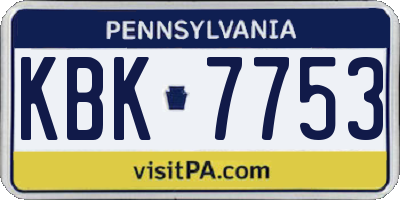 PA license plate KBK7753