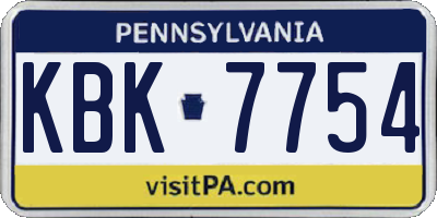 PA license plate KBK7754