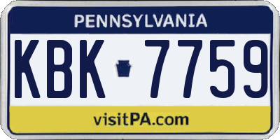 PA license plate KBK7759