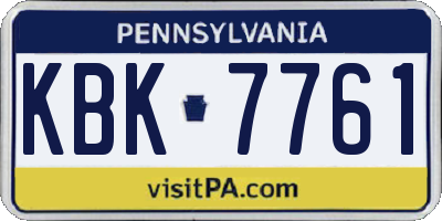 PA license plate KBK7761