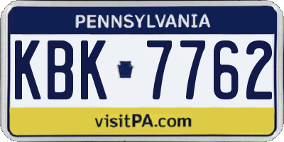 PA license plate KBK7762