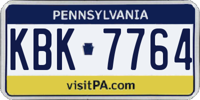 PA license plate KBK7764