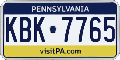 PA license plate KBK7765
