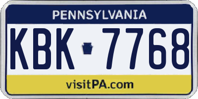 PA license plate KBK7768