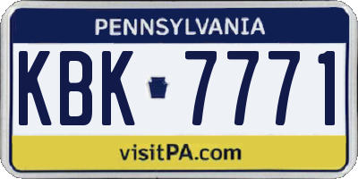 PA license plate KBK7771