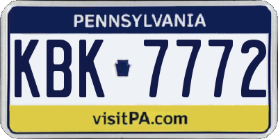 PA license plate KBK7772