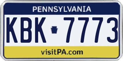 PA license plate KBK7773